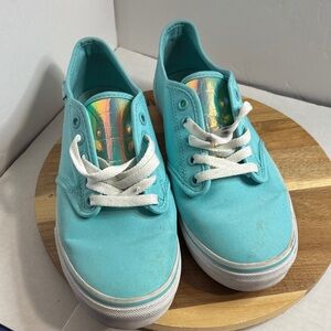 Vans Women’s Aqua Sneakers with White Laces Sz 8.5